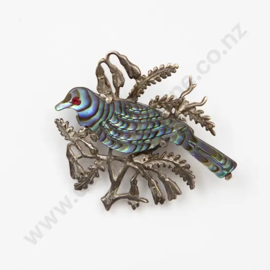 S/S and Paua Ataahua #7443 Tui Brooch