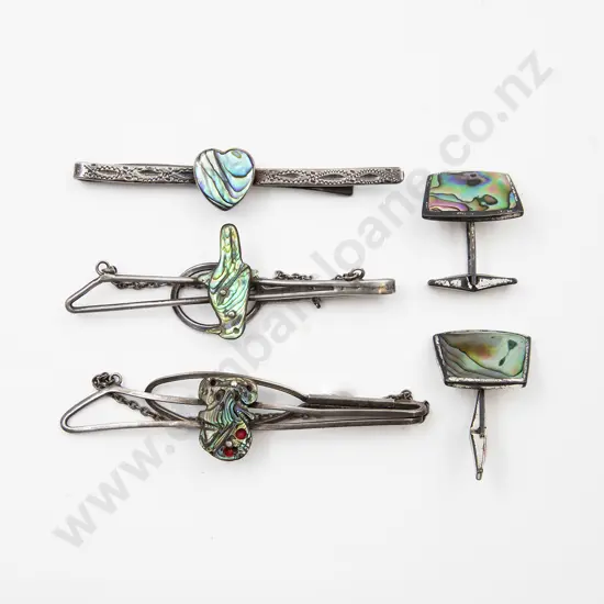 S/S and Paua Three Tie Clips