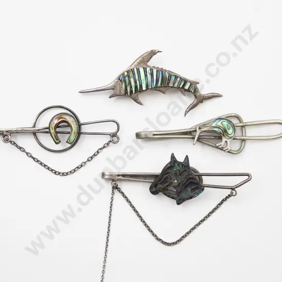 S/S and Paua Three Tie Clips