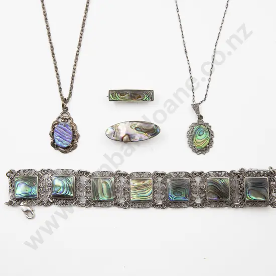 S/S and Paua Filigree Framed Bracelet