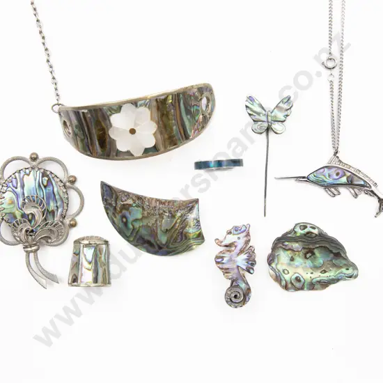 S/Plate and Paua Three Brooches