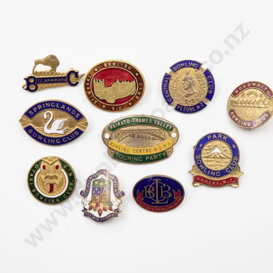 Collection Ten Enamelled NZ Bowling Club Badges