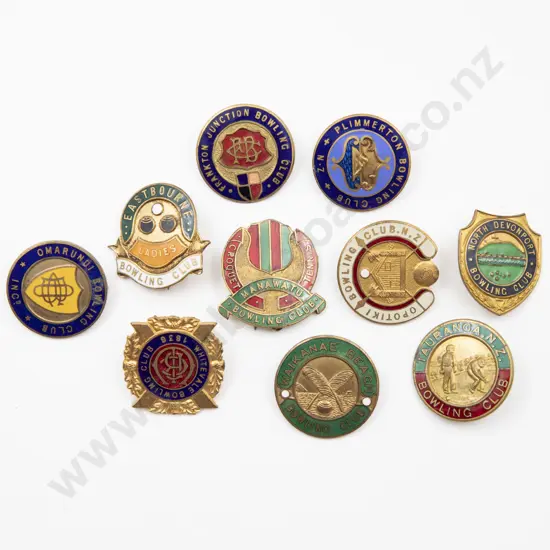 Collection Ten Enamelled NZ Bowling Club Badges