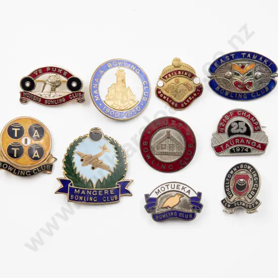 Collection Ten Enamelled NZ Bowling Club Badges