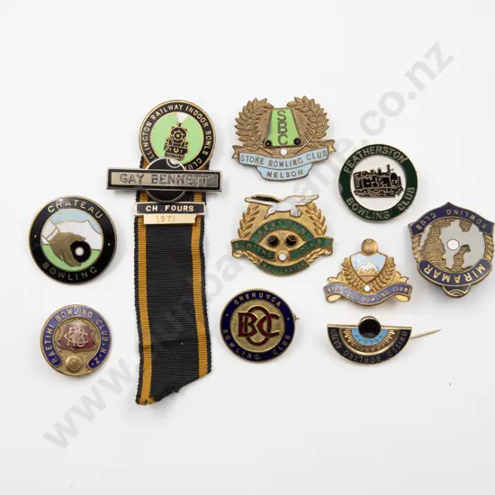 Collection Ten Enamelled NZ Bowling Club Badges