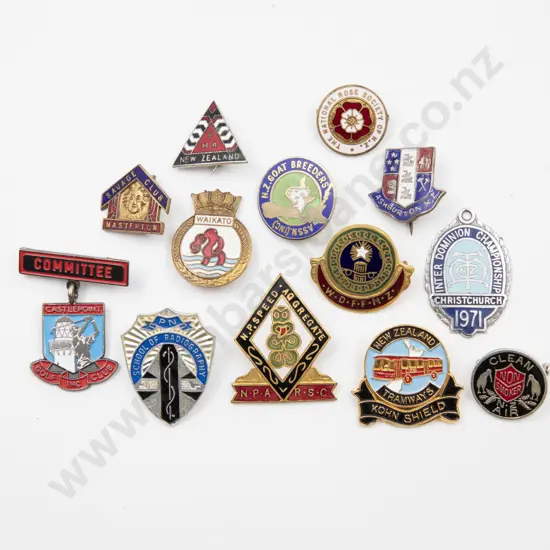 Collection Thirteen Enamelled NZ Various Club Badges