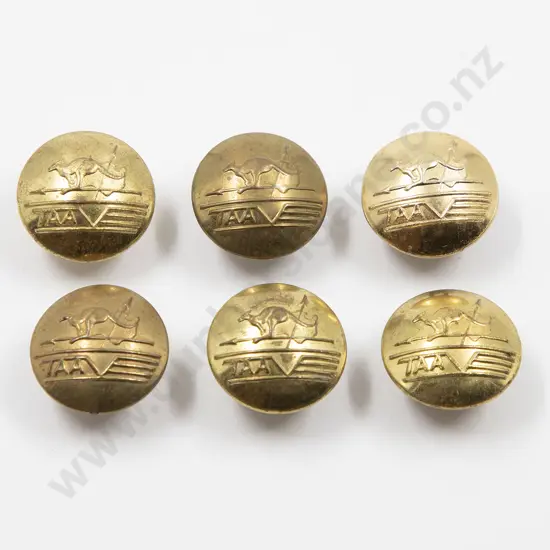 Six Australian Vintage TAA Brass Buttons