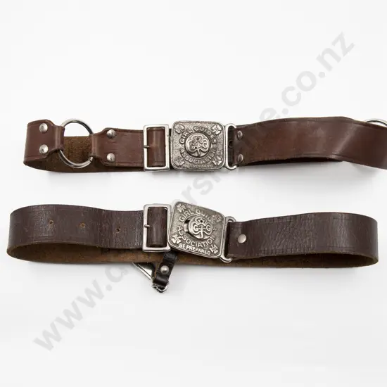 Two Vintage Girl Guides/Brownies Leather Belt with Buckle