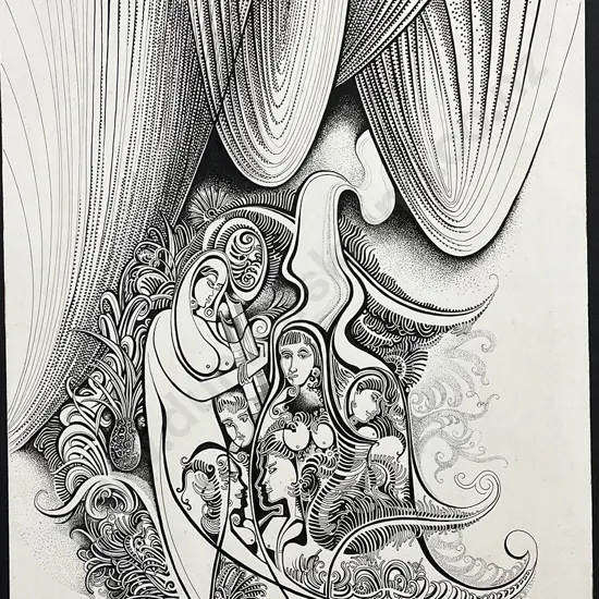 William Chey - Untitled (Māori family portrait illustration)