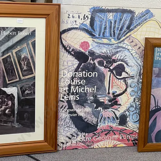 Two Framed Reproduction Gallery Posters and One on Board
