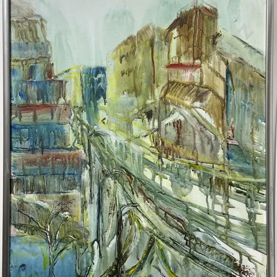 Sylvia Meek - Abstract Watercolor Street Scene