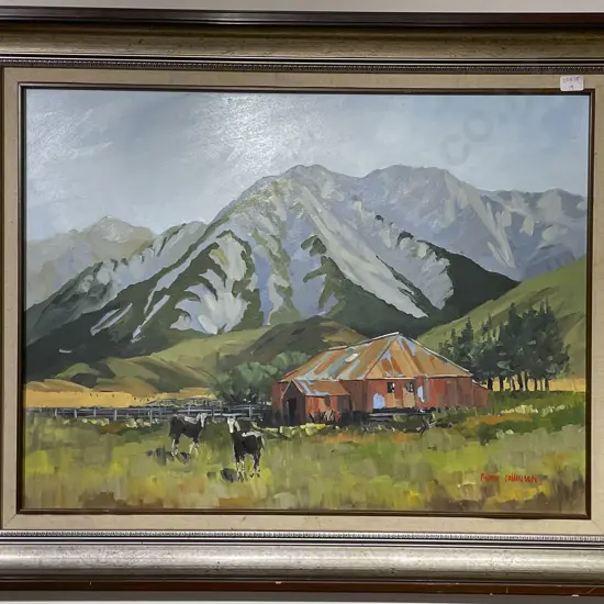 Brian Collinson - Nz Pastoral Landscape - Oil on Board