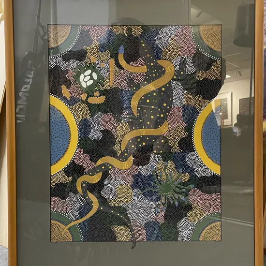 Nita Peanka Rubuntga - "Goana and Snake Dreaming" - Screen-print on Material