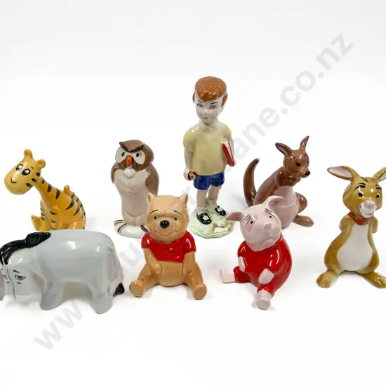 Beswick Christopher Robin and Seven Disney Winnie The Pooh Characters