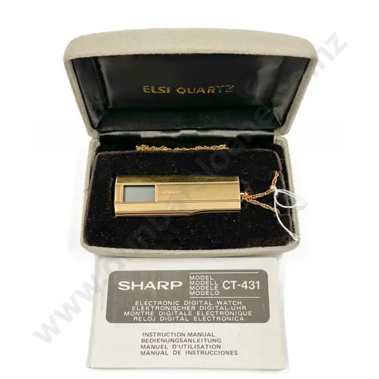 Original Boxed Sharp Elsi Quartz Digital Pendant Watch on Chain