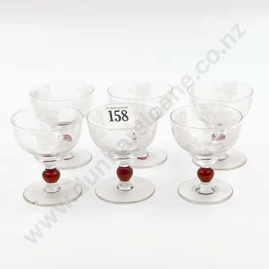 Six Etched Liqueur Glasses