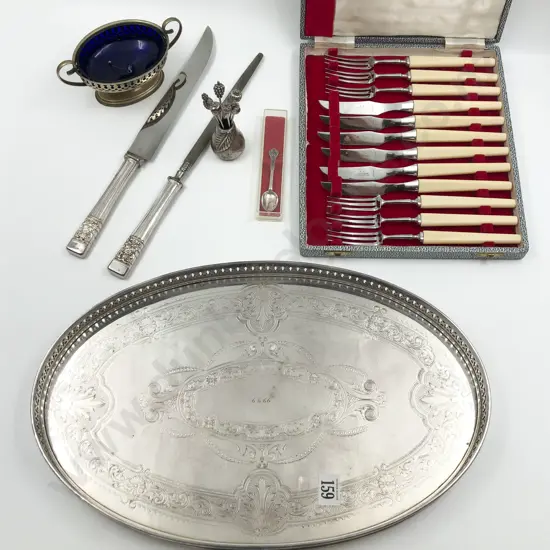 Small Quantity of Assorted S/P Including Gallery Tray and Boxed Cutlery Set etc