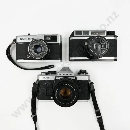 Fujica AX-1 SLR & Olympus Trip 35 with other