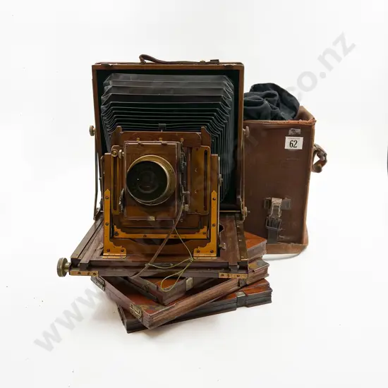 Antique Cased The National Camera Mahogany Cased Plate Camera with Seven Plates