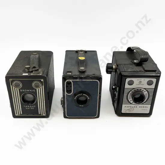 Two Kodak Brownie & One Conway Box Cameras