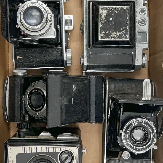 Four Folding Cameras & One Kodak Box Camera