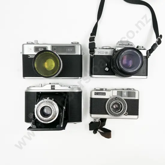 Minolta XD5 SLR with Three Rangefinders Incl. Canon demi EE28