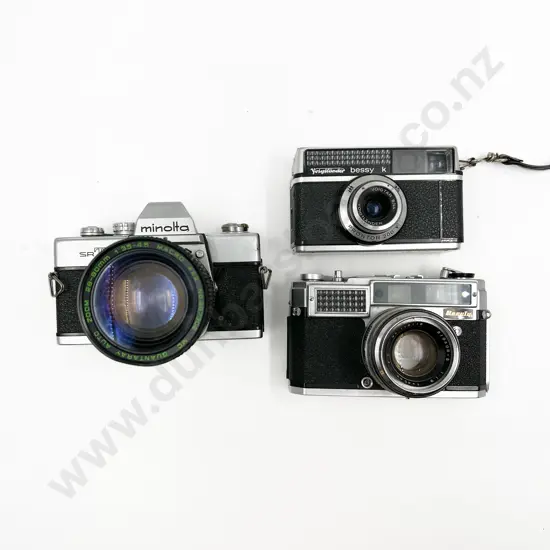 Minolta SRT201 SLR with Two Other Rangefinders