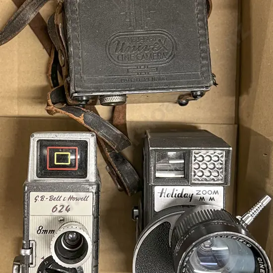 Three 8mm Film Cameras Incl. Bell & Howell 624