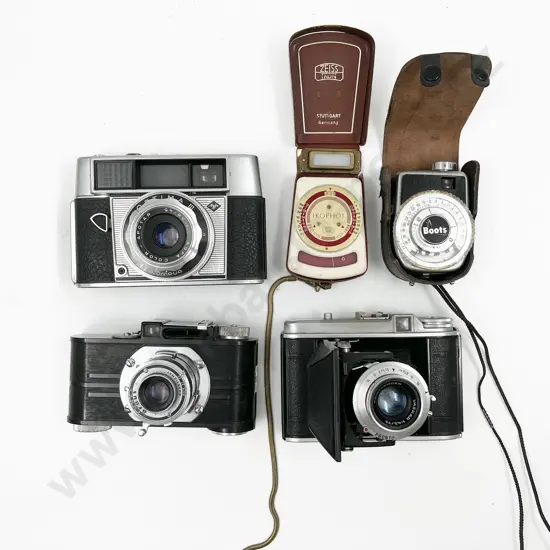 Three Cased Cameras with Two Light Meters