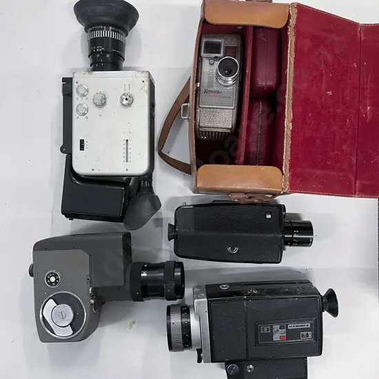 Five Movie Cameras Including Two Cased with Accessories