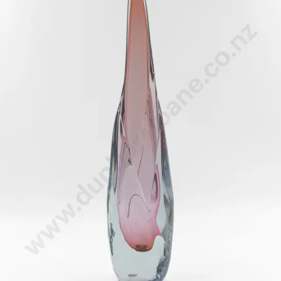 Large Heavy Bottle Form Art Glass Vase