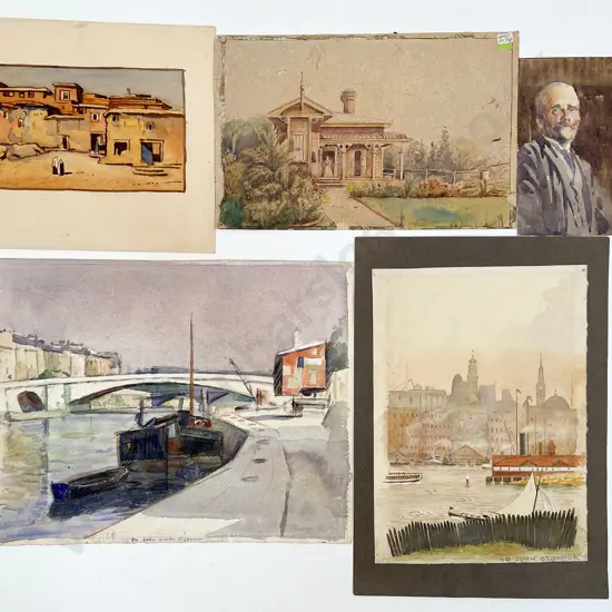 John Weeks (1888 - 1965) - Five Small Watercolour Sketches (unframed)