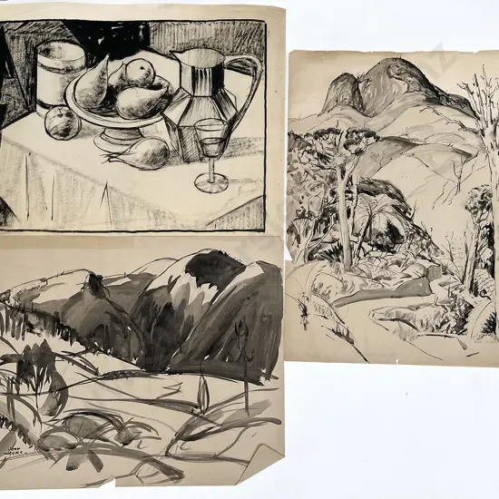 John Weeks (1888 - 1965) - Three Various Sketchbook Studies (unframed)