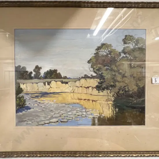 P D Sharpe - River Landscape Oil on Canvas
