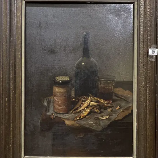 Still Life with Sardines - Oil on board