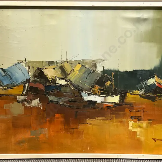 Oil on Canvas Harbour Scene