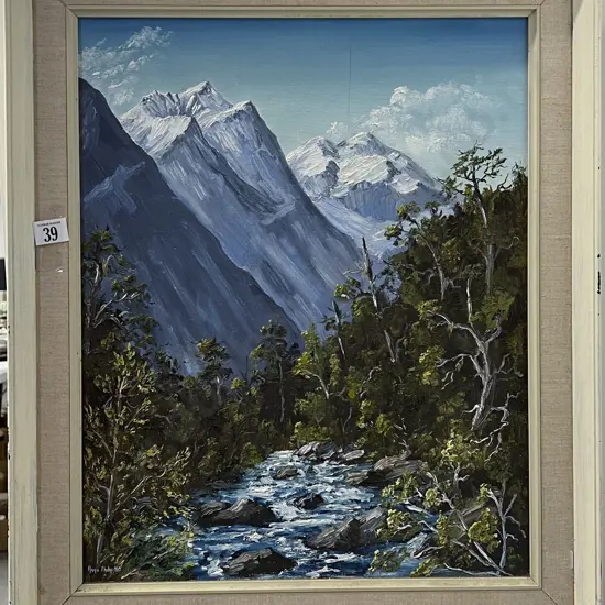 Anne Philip - Hollyford River - Oil on Board