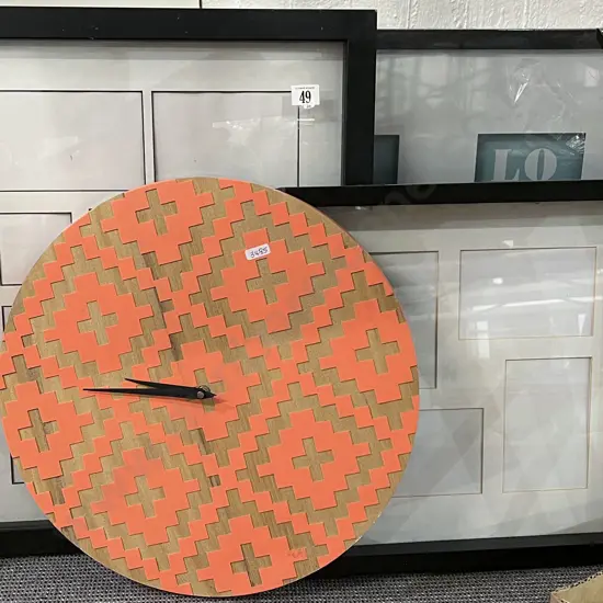 Three Assorted as new Family Photo Frames Together with Decorative Clock