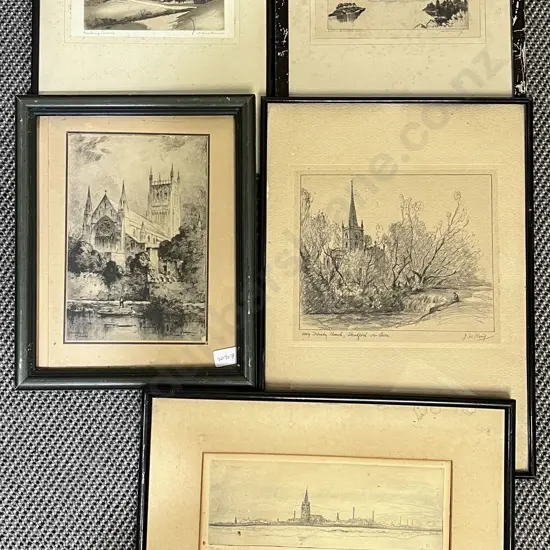 Box of Assorted Vintage Prints Etchings etc