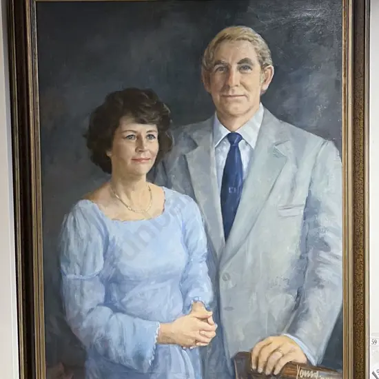 Large Oil Anniversary Portrait Signed "Young"