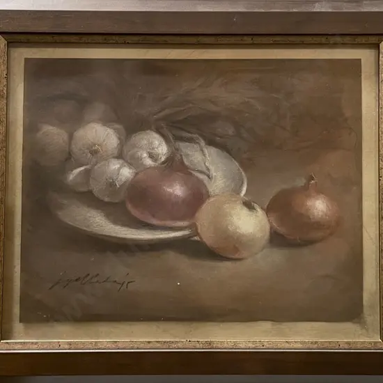 Still Life Pastel Work on Paper - Indistinctly Signed