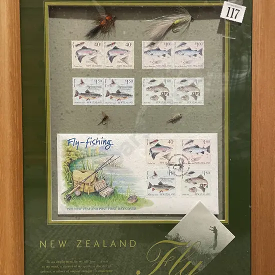 NZ Post "Fly Fishing" Framed Fishing Lure and Stamp Display