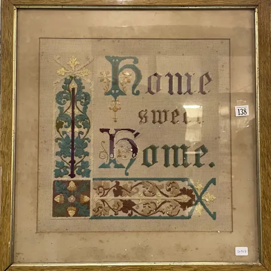 Framed Antique Needlework (Home Sweet Home)