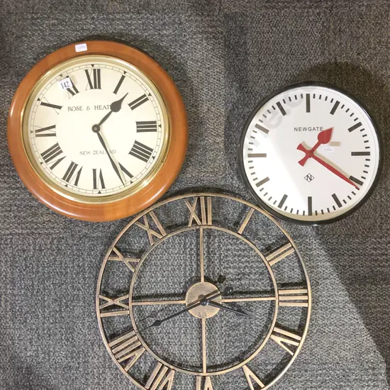 Three Assorted Modern Wall Clocks