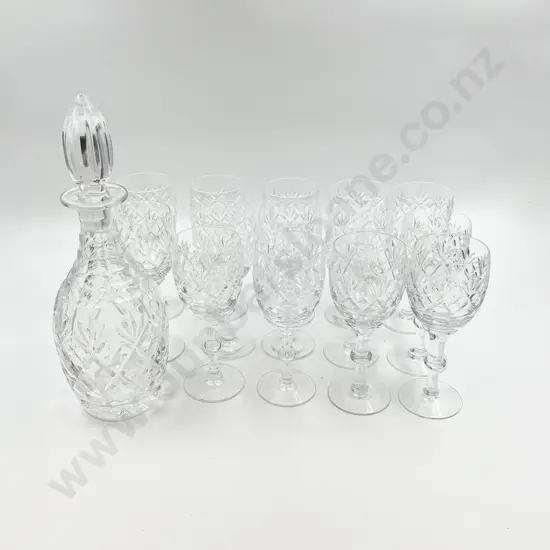 Fifteen Pieces of Assorted Crystal Including Webb and Corbett and Royal Doulton