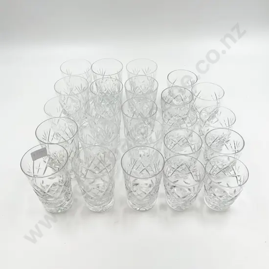 Twenty Four Assorted Crystal including Webb and Corbett with Crystal Tumblers