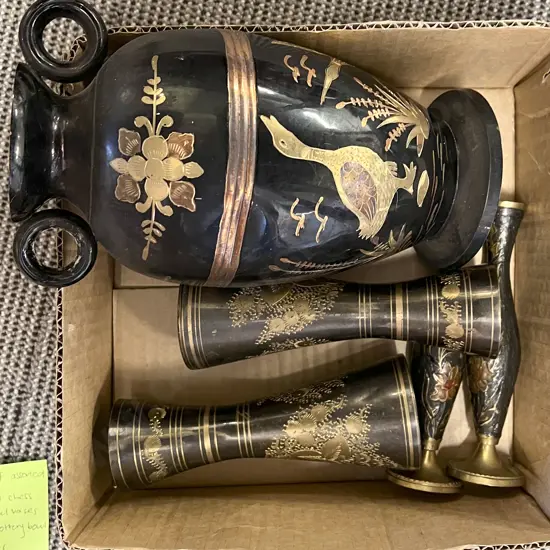 Small Quantity of Assorted Metal Vases etc