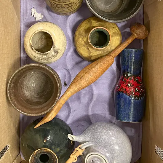 *Please Note Photo Change One Item Removed* Boxed Quantity of Assorted Pottery