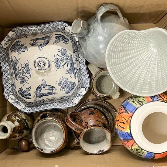 Box of Assorted Including Pottery