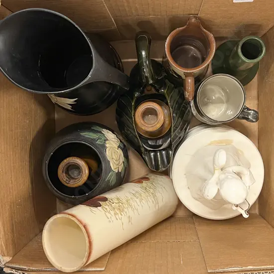 Box of Assorted Vintage China and Pottery